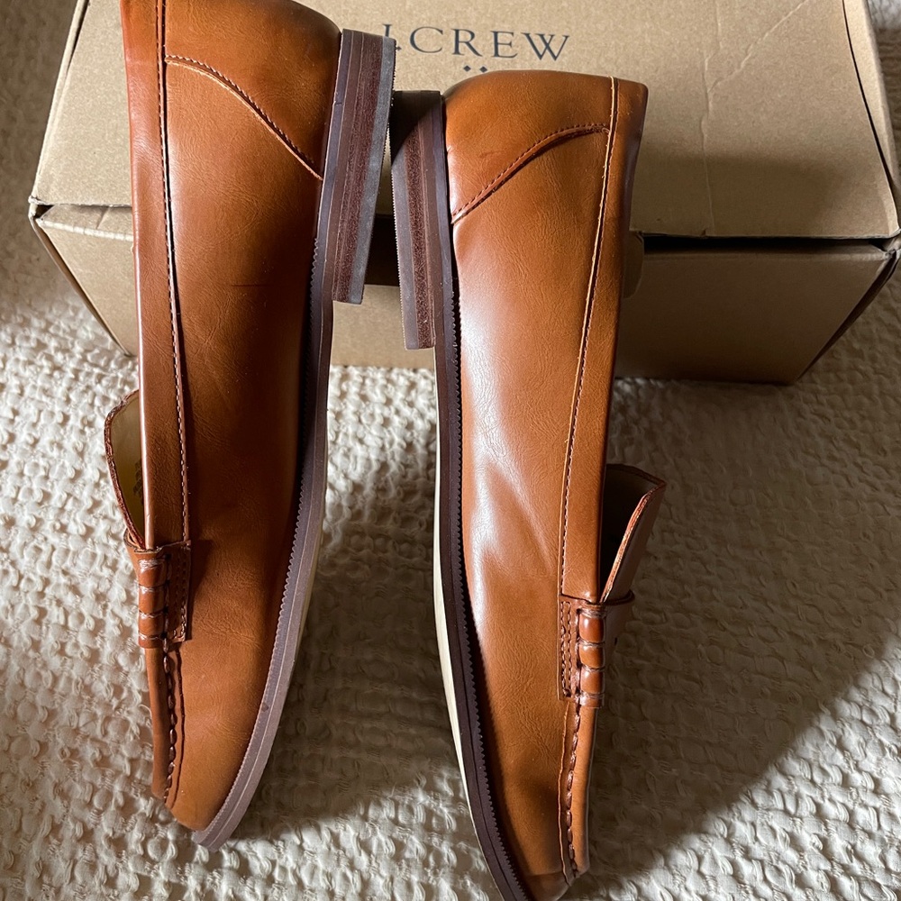 J. Crew Cognac Leather Penny Loafers - Picture 2 of 3
